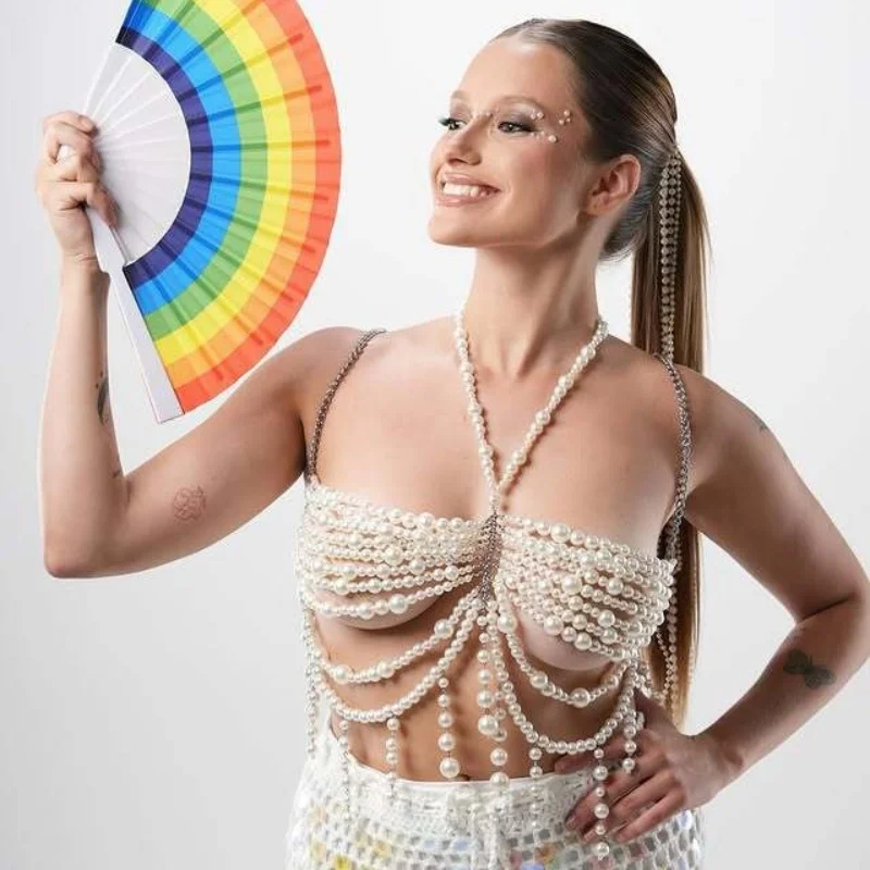Women Bikini Pearl Vest Chest Sexy Chain Body Chain Jewelry Totally Hand-made Bra Fringed For Beach Nightclub Waist Chain
