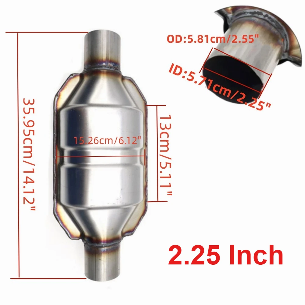 

2,25 дюйма, 5,7 см, универсальный автомобильный каталитический нейтрализатор, выхлопная система 400-элемент, глушитель с высоким расходом, катализатор, преобразователь Euro1, нержавеющая сталь