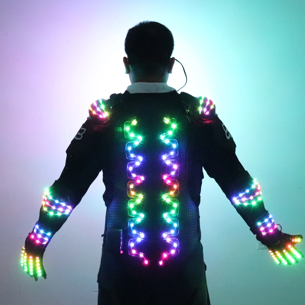 Imagem -02 - Roupas Rgb Coloridas de Armadura Leve Masculina Vestido de Espetáculo Brilhante Robô de Bar dj e mc Performance Terno Led Salão de Baile Veste