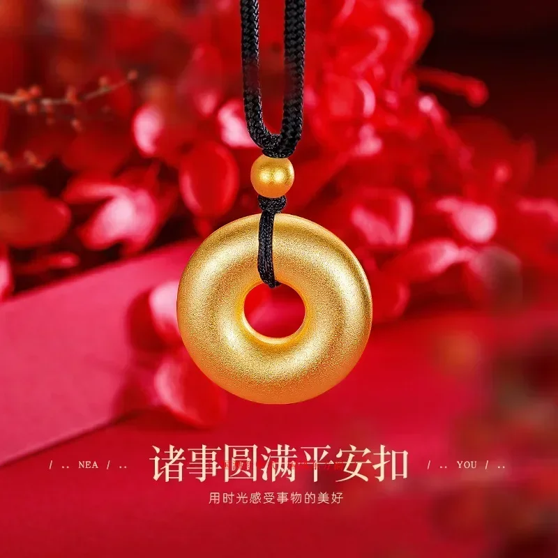 Eldorado Gold  9999 Real Gold 24K Ethnic Style Ancient Law Inheritance Pendant Male and Female Vegetarian Circle Necklace Pendan