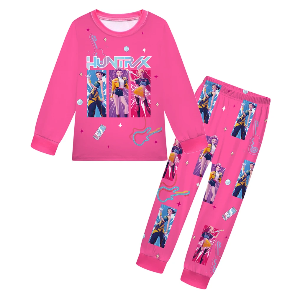 

Huntrix K-POP Rumi Costume Kids Girls Anime Demon Hunters Zoey Tshirt Pants Sets Fashion Pajamas for Children Clothing 3-14 Year