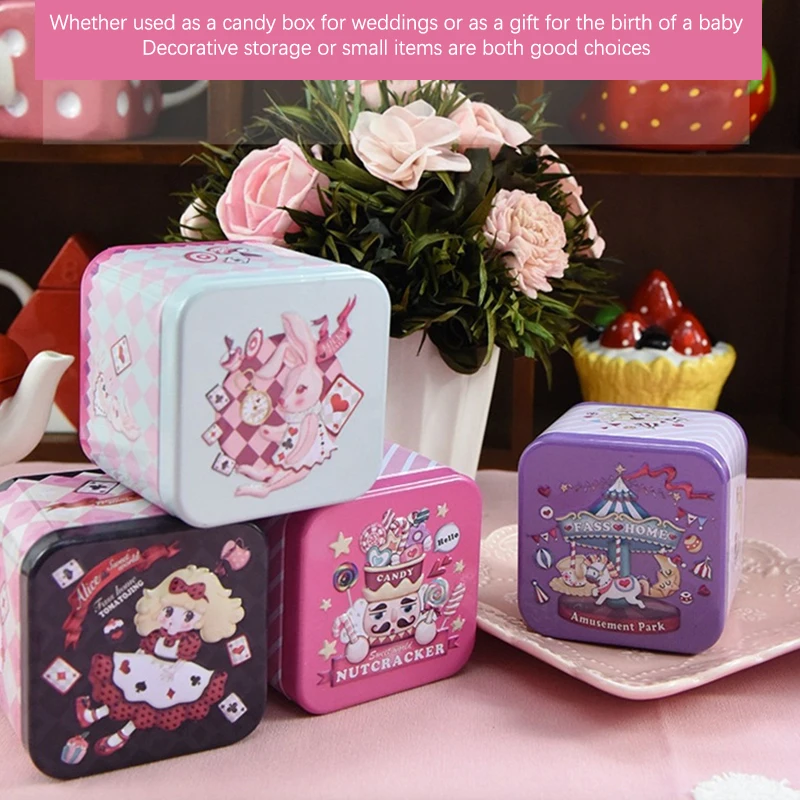 Cartoon Coelho e Nutcracker Tin Jars, Sealed Jar, Candy Box, Tea Pot, Jewelry Storage Organizer, Tinplate Packing Case, 7.7*6.5cm