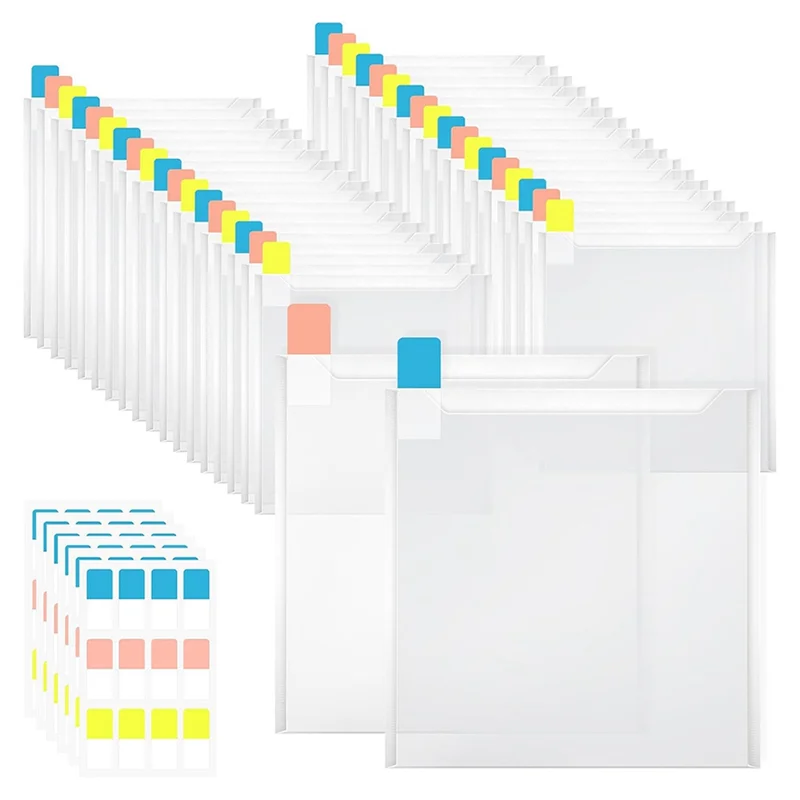 

KYCOR-органайзер для бумаги для скрапбукинга, 60 шт., 6,77 х 6,57 дюйма, прозрачная сумка-органайзер с картоном, в комплект входят 120 шт., липкие индексные вкладки