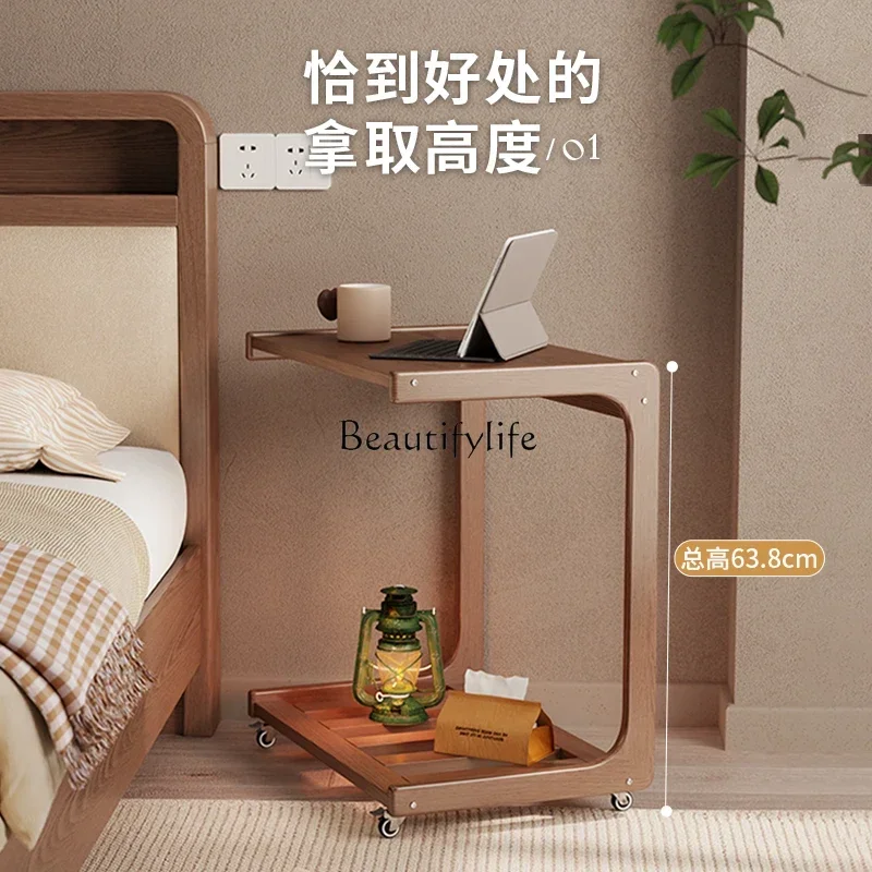 XX39A few cabinets on the side of the solid wood sofa can be moved with wheels. Mini small apartment type C small tea table