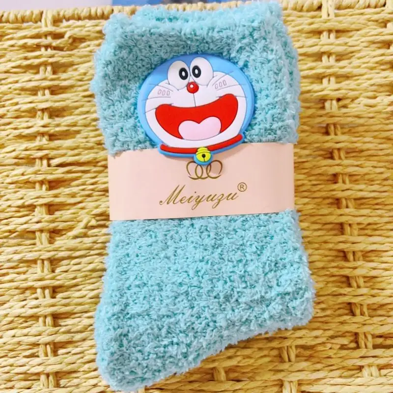 Kawaii Sanrioed Keroppi Sock Cartoon Girl jesień i zima koralowy polar skarpetki do spania skarpetki podłogowe Anime prezent na festiwal peryferyjny