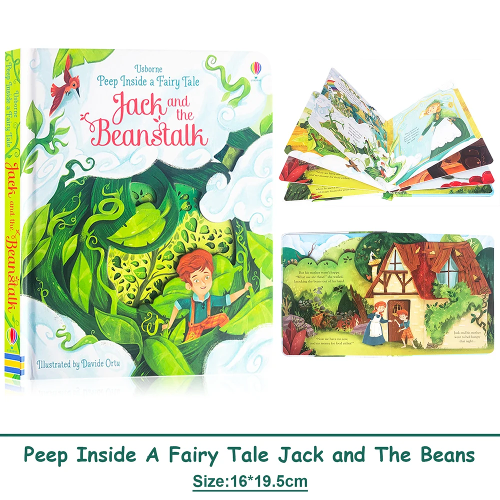 

Usborne Peep Inside A Fairy Tale Jack and The Beanstalk Интерактивная деятельность для раннего образования 3D-клапан Английская книга с картинками