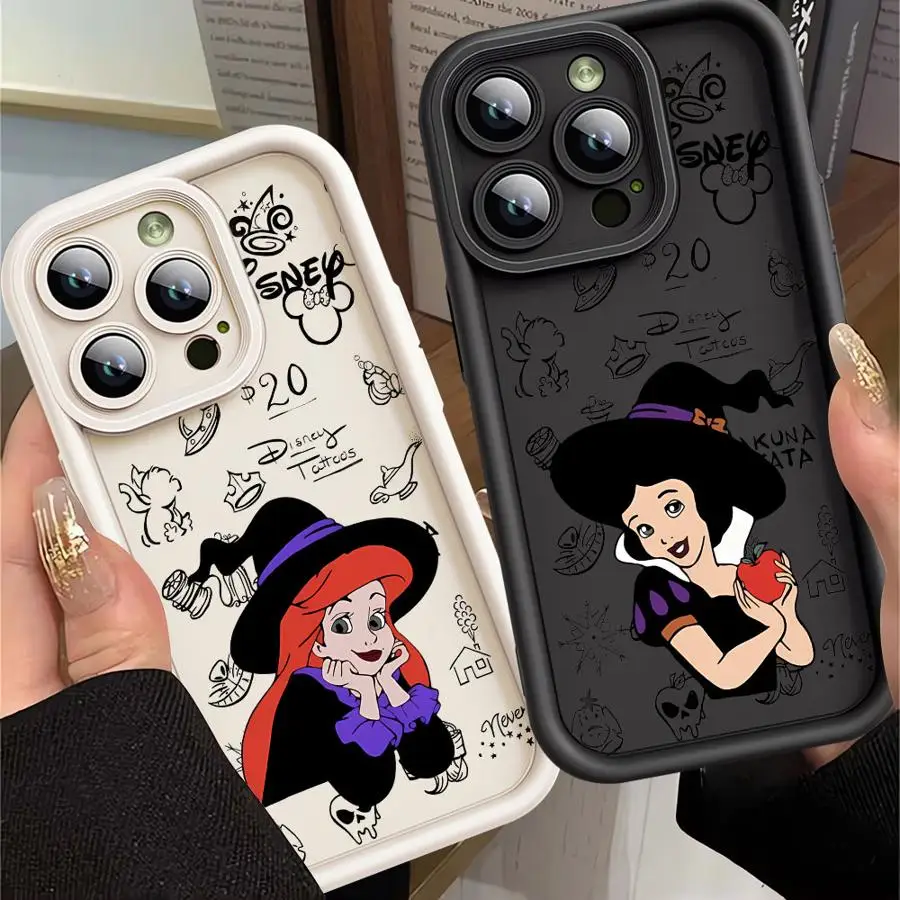 Shockproof Case for Apple iPhone 11 14 Pro Max 15 Plus 12 13 Mini XR X XS 7 8 Phone Cover Disney Princess Snow White Ariel