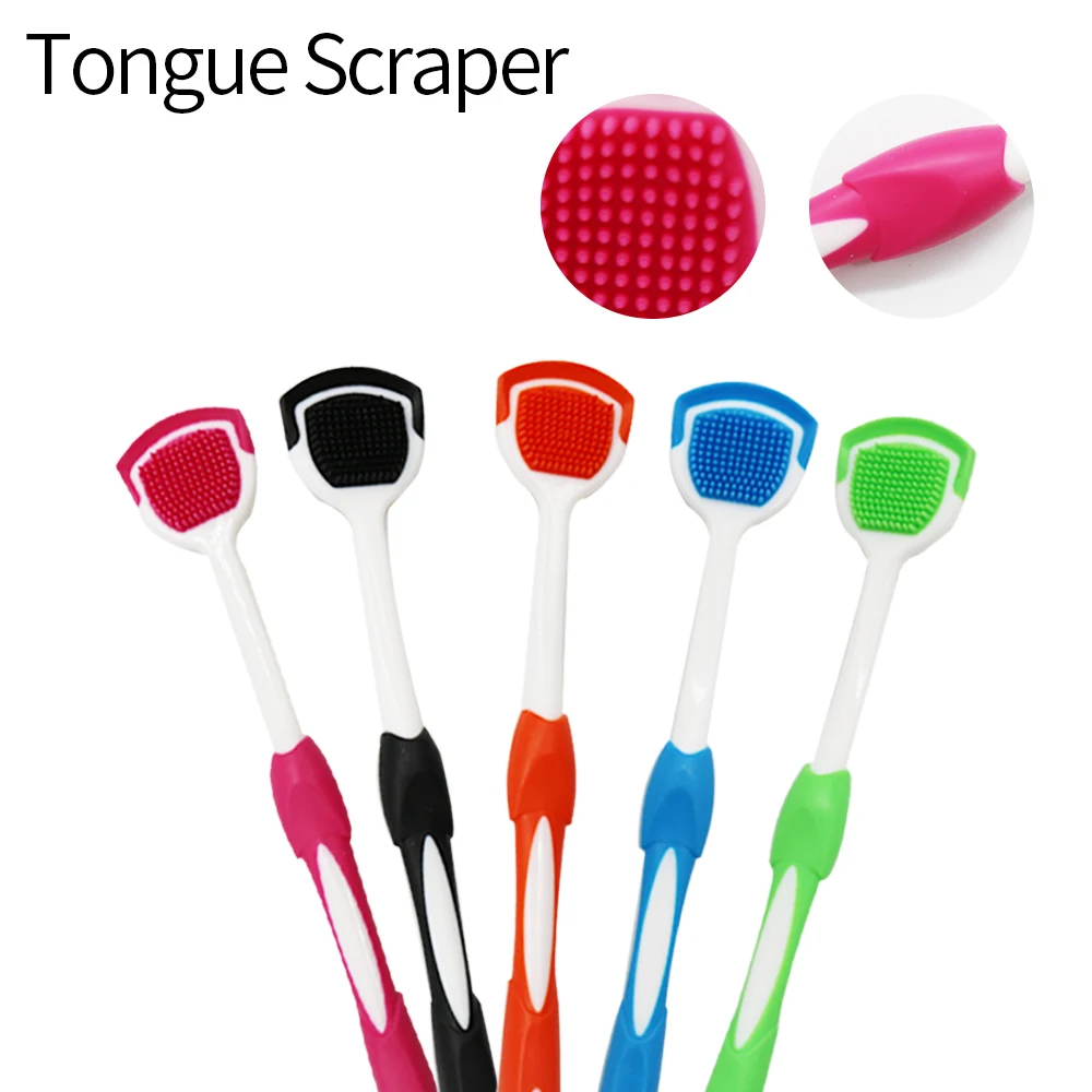 5PCS Silicone Tongue Scraper Brush Clean Tongue Oral Cleaning Brushes Tongue Hygiene CareMouth Fresh Breath Scraping