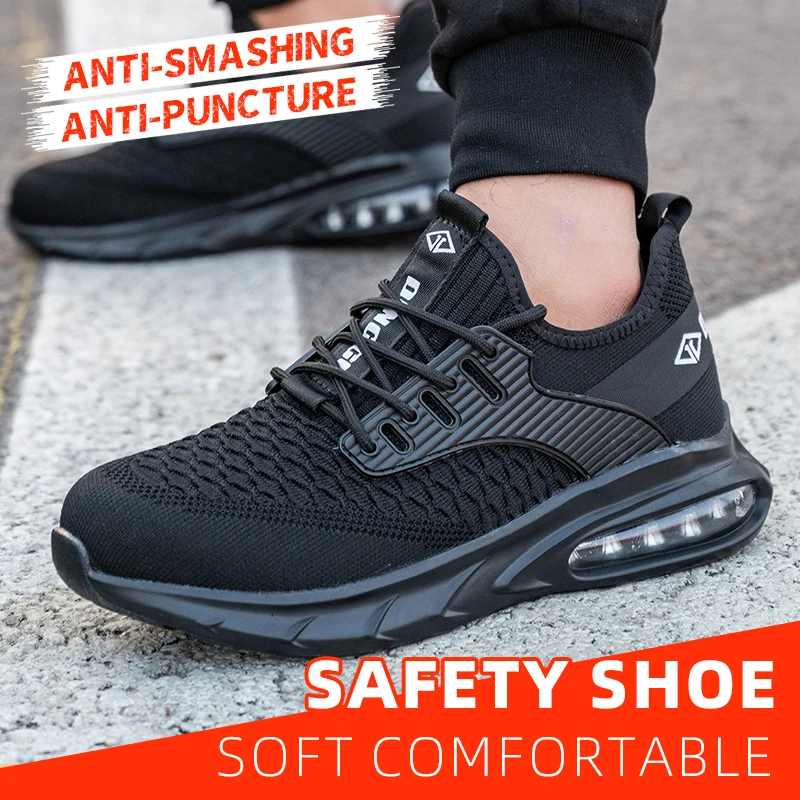 Men's Anti Smash Puncture Resistant Safety Work Boots Industrial Construction Site Protective Shoes