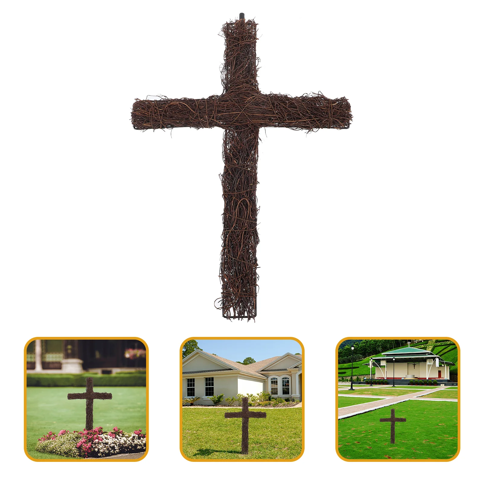

Rattan Cross Decoration Christmas Decorations Outdoor Woven Garden DIY Wreath Frame Stake Material