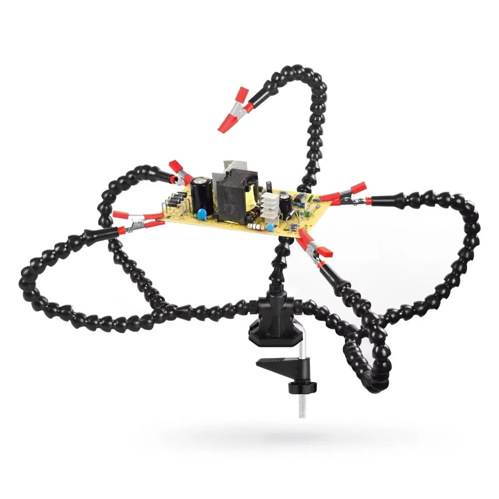 Soldering Helping Hands Tool Multi-Purpose Adjustable Soldering Station Holder ABS Strong Resilience Flexible Arms Tool