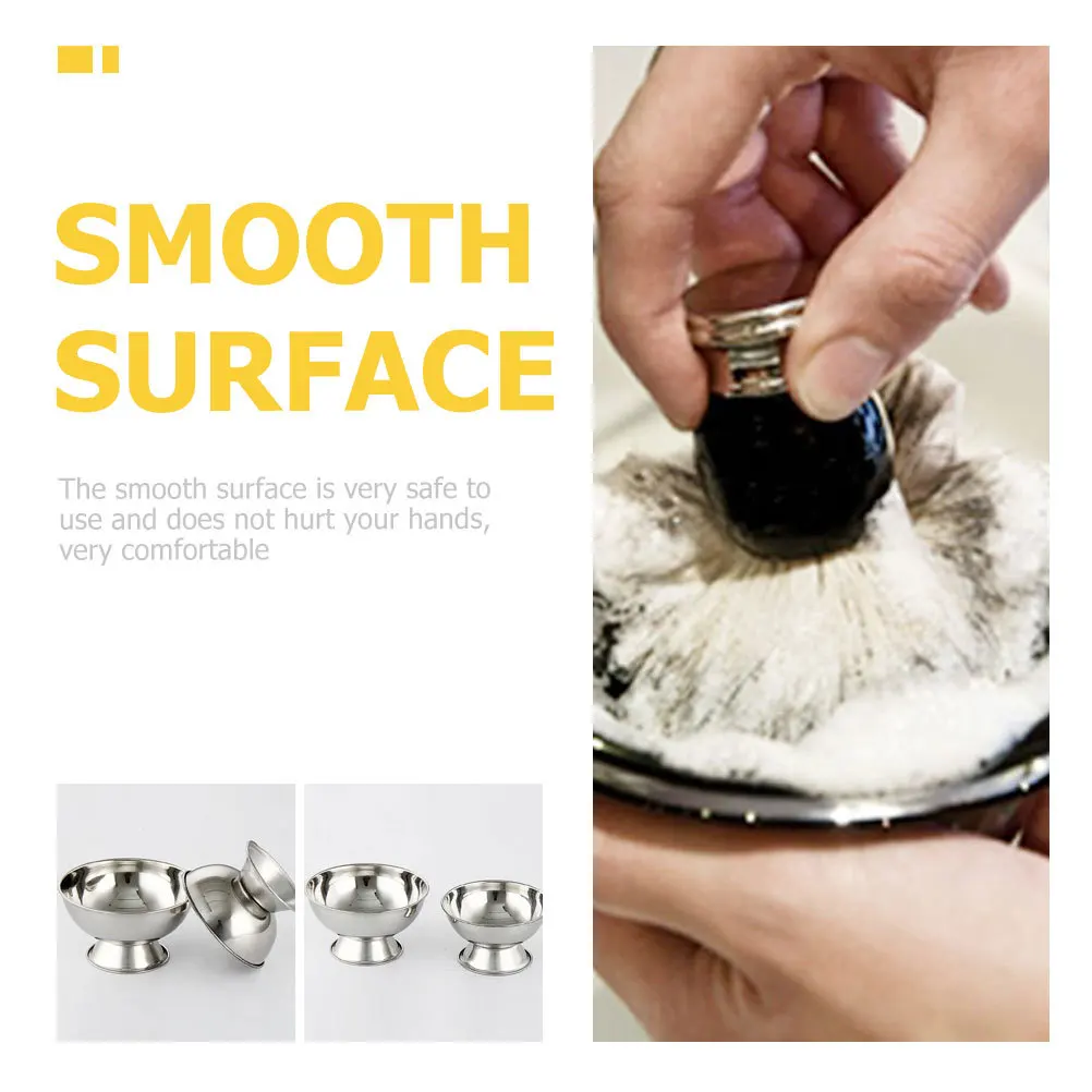 Stainless Steel Shaving Bowl with Footed Base Large Capacity Reusable Metal Shave Cup for Men Portable Grooming Tool Household