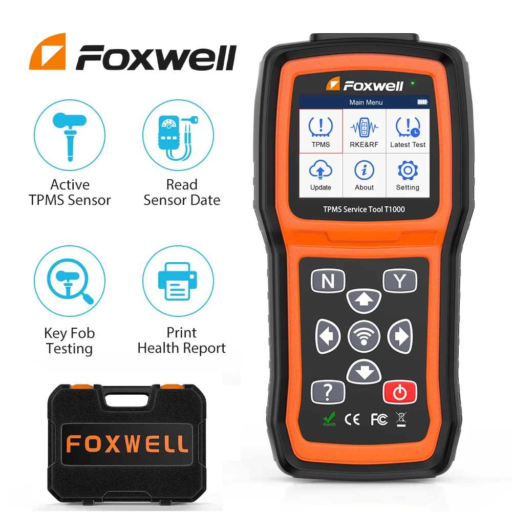 Foxwell T1000 FOB Tire Pressure Monitoring System Auto Tester Detector TPMS Tool Sensors Programming Activate Check RF Key