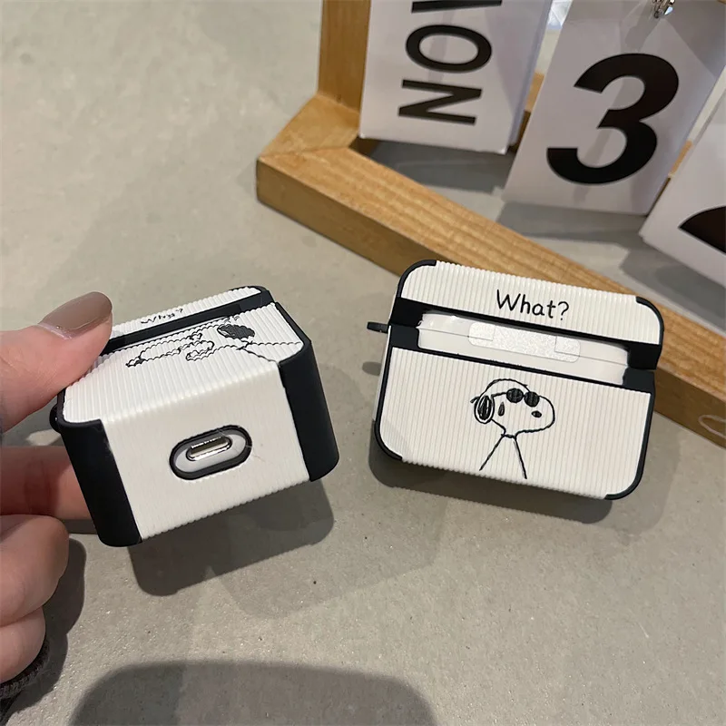 سنوبي الجلود حقيبة سماعة الاذن ل AirPods 1 2 3 Pro سماعة لاسلكية تعمل بالبلوتوث سماعة لينة الغطاء الواقي للصدمات سماعات غطاء