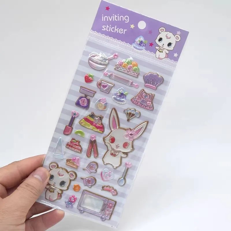 귀여운 보석 애완동물 스티커 시트 만화 애니메이션 카와이 스크랩북 스티커 북 데코 여행 케이스 노트북 스티커