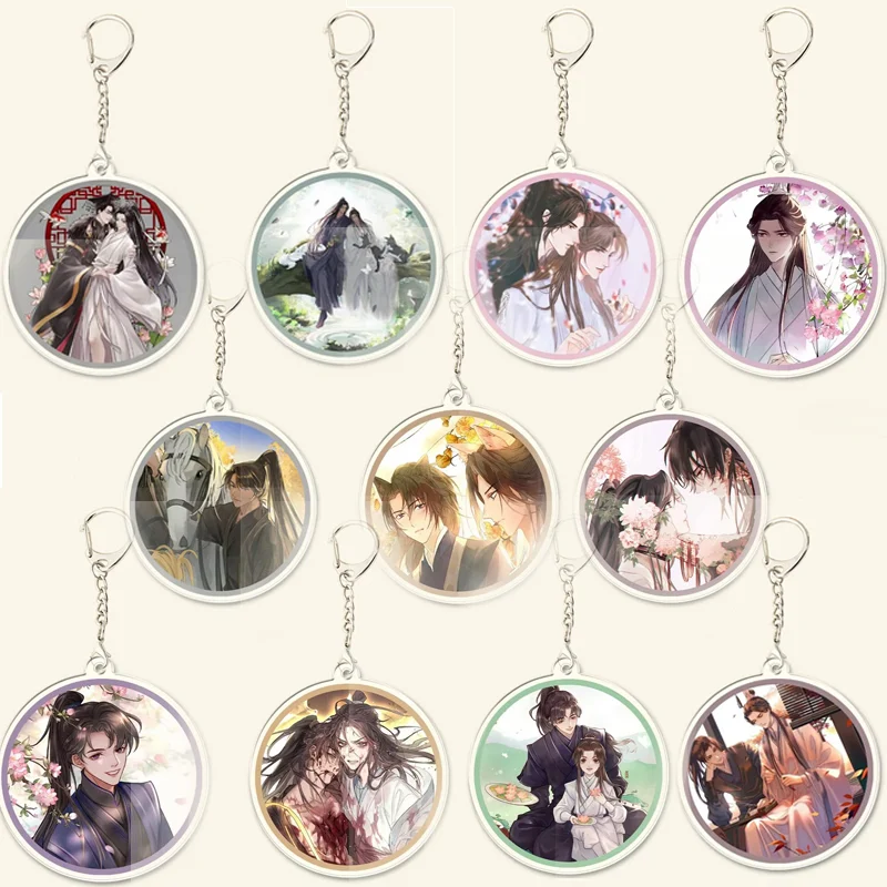 Cute The Husky and His White Cat Shizun Acrylic Keychain Toy Mo Ran Chu WanNing Figure Bag Pendant Double Sided Keyring Decor