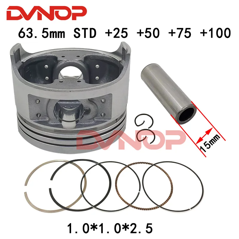 Motorcycle 63.5 mm Piston 15 mm Pin Ring For ZONGSHEN200 LONGXIN200 LIFAN200 CG196 CG200 CG 200 200cc Spare Parts