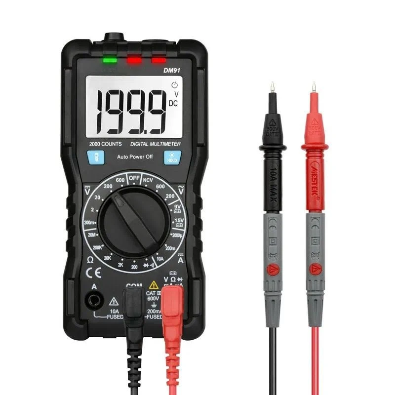 DM91 Digital Multimeter Auto Range High Precision Anti Burn Portable AC DC Voltage Current Resistance Tester for Electrician