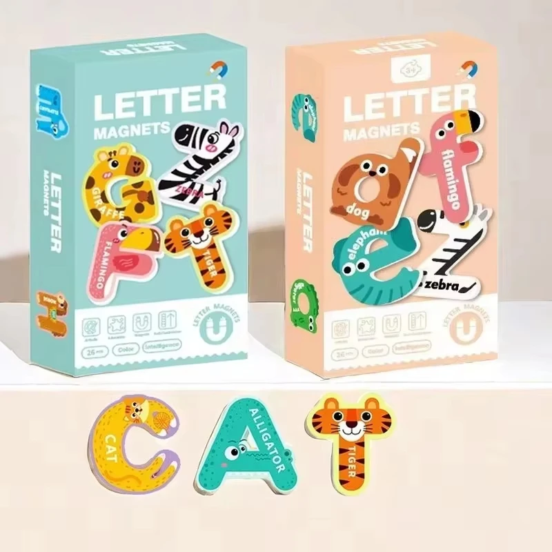 Cartoon Animal Magnetic Refrigerator Stickers Magnet Alphabet Letters Learning Spelling Counting Educational Puzzle Toy Books