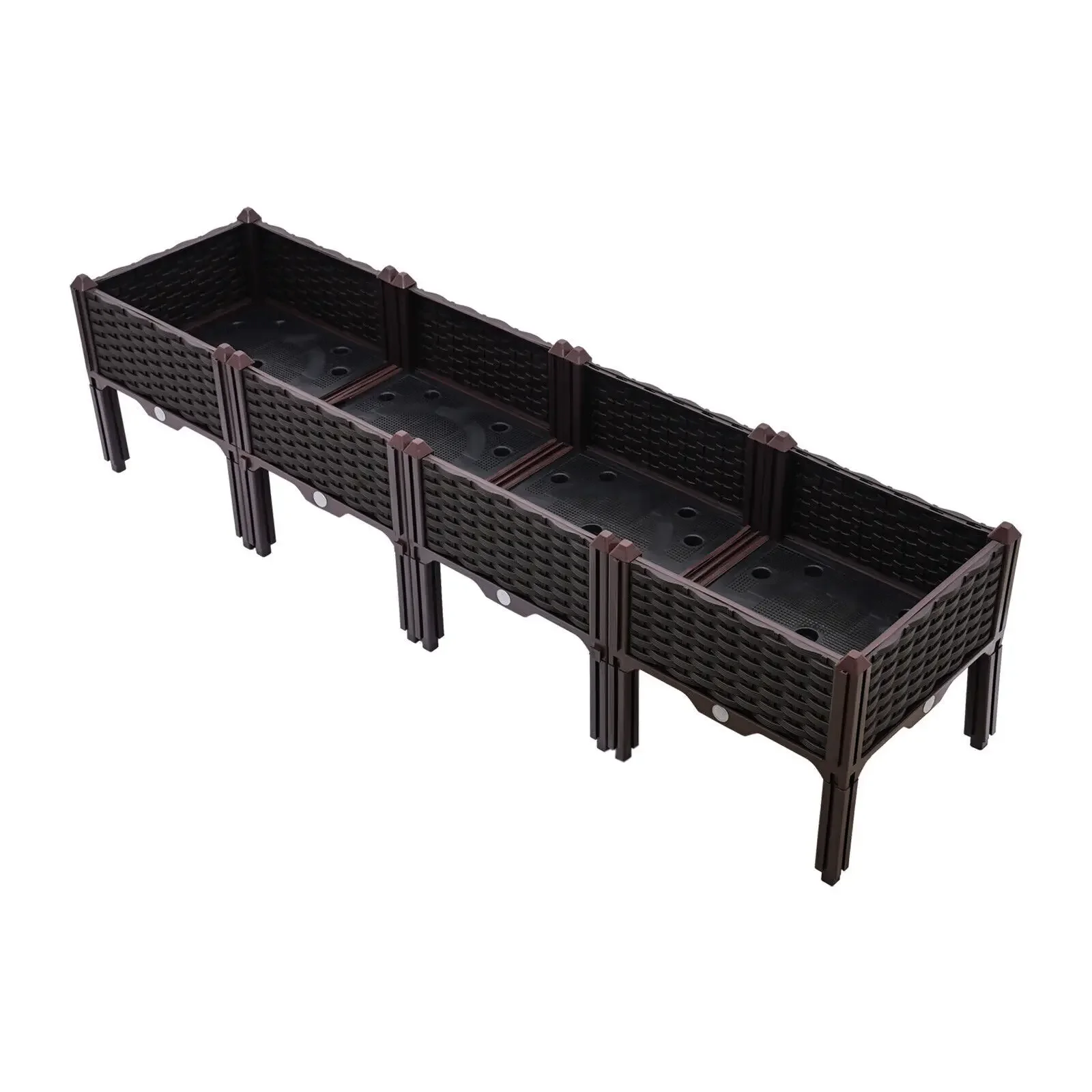 

Planter Raised Beds Kits with Drain Holes, Fruit Flowers Vegetables Standing Box for Patio Deck Porch Backyard
