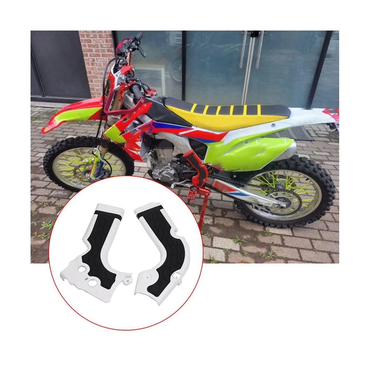 ホンダモーターサイクル用フレームガードカバー,保護カバー,ホワイト,crf250r,crf450r,crf 250r,450r,201-2016