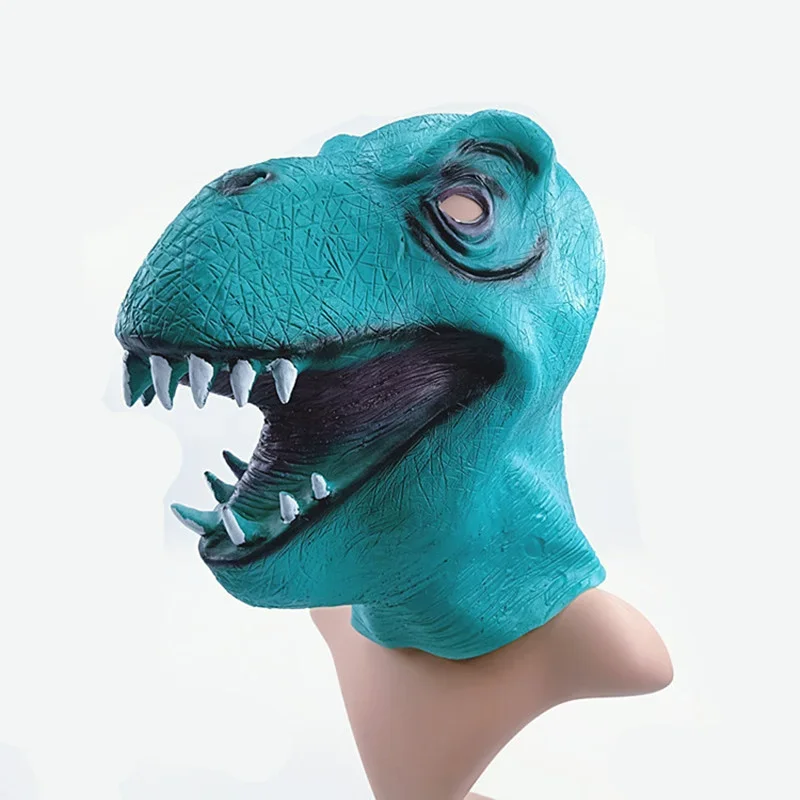 Novelty Halloween Dinosaur Mask Latex Raptor Animal Head Jurassic Movie Props Cosplay Costume Accessory Adult Toy