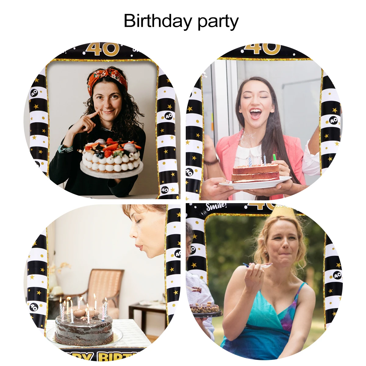 

1Pcs Birthday Inflatable Photo Frame PVC Party Prop Unique Themed Decorative Photo Frame for Celebration Festival Cosplay