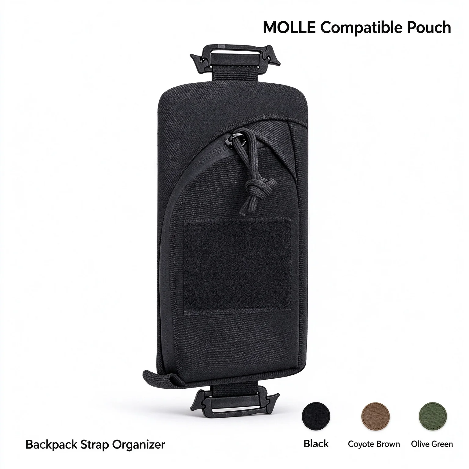 Tactical Backpack Shoulder Strap Pouch, Molle Compatible EDC Tool Bag, Quick Attach Pocket for Camping Hiking Hunting Small Gear