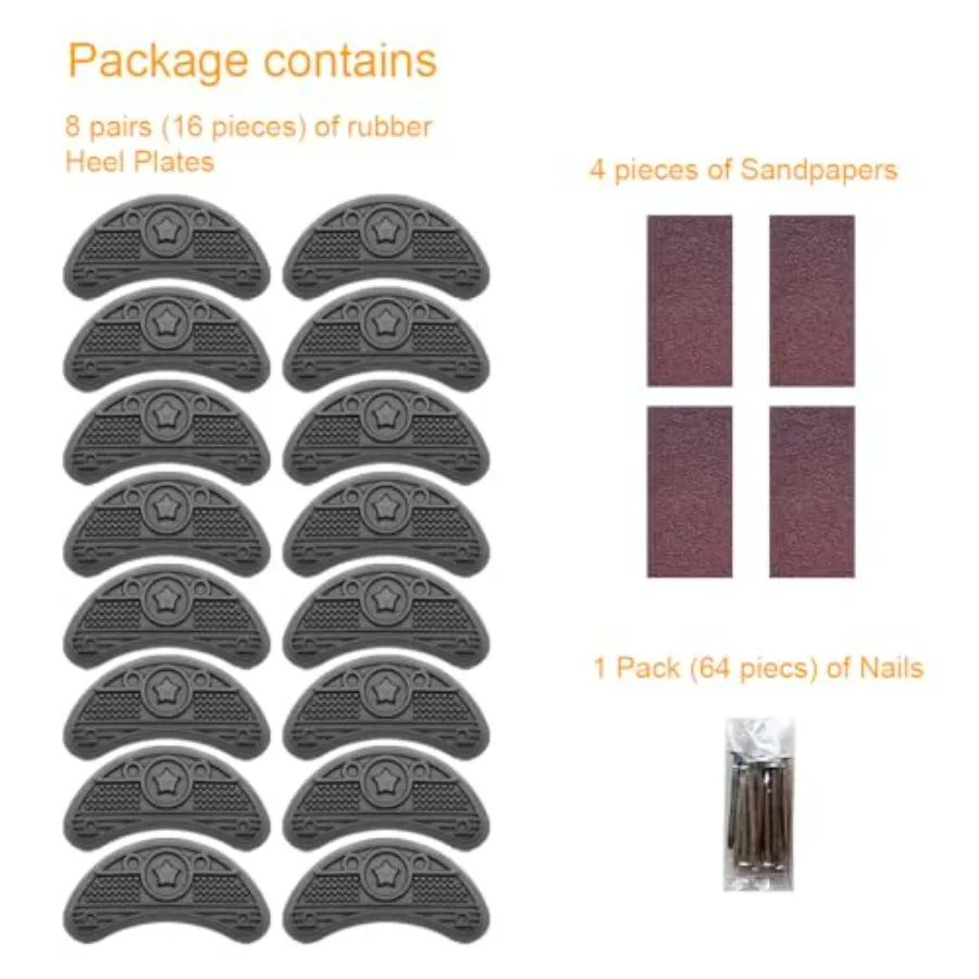 8 Pairs 16 Pieces Shoe Heel Plate Taps, Shoe Heel Side Worn Repair Rubber Patches Replacement Kit view 5