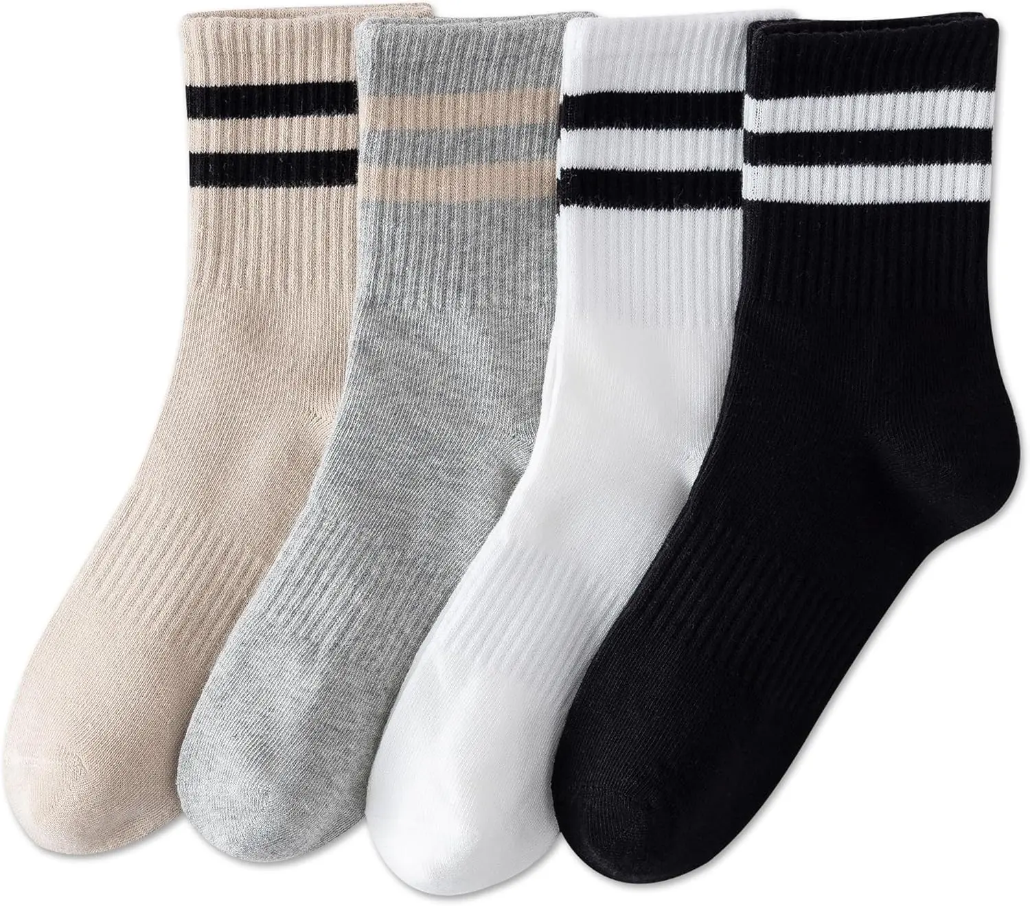 

Women's Striped Crew Socks, Cotton Cozy Casual Socks for Women 4 Pairs, Size 5-10