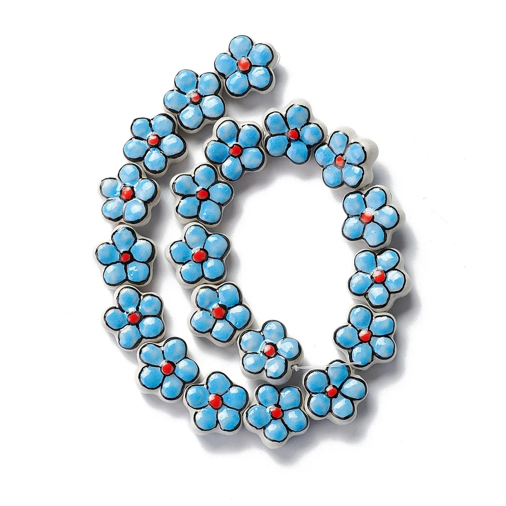 PandaHall 1 Strang Handgefertigte Porzellan-Blumenperlen, 17-17,5x16,5-17x7,5-7,8mm für DIY Halskette Armband Schmuckherstellung – Detail 39