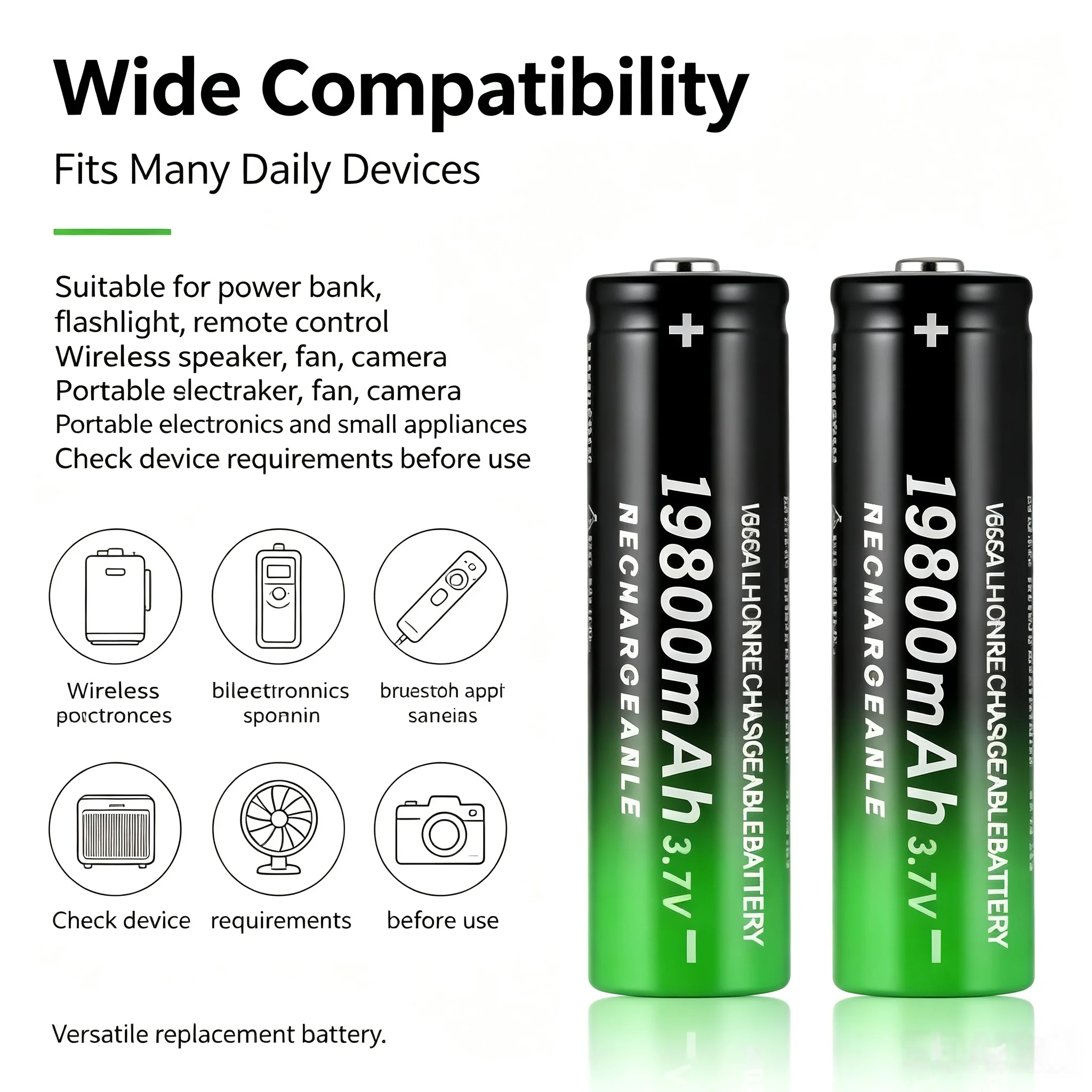18650 Rechargeable Lithium Battery 3.7V 19800mAh High Capacity Li-ion Cell For LED Flashlight Torch Headlamp Power Bank Camera