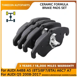 THREEON Front Brake Pads for AUDI A4B8 A5 (8T3/8F7/8TA) A6C7 A7  for AUDI Q5 2008-2017 8K0698151/B/D/E/G/H/J/K 4G0698151/AA/D/L