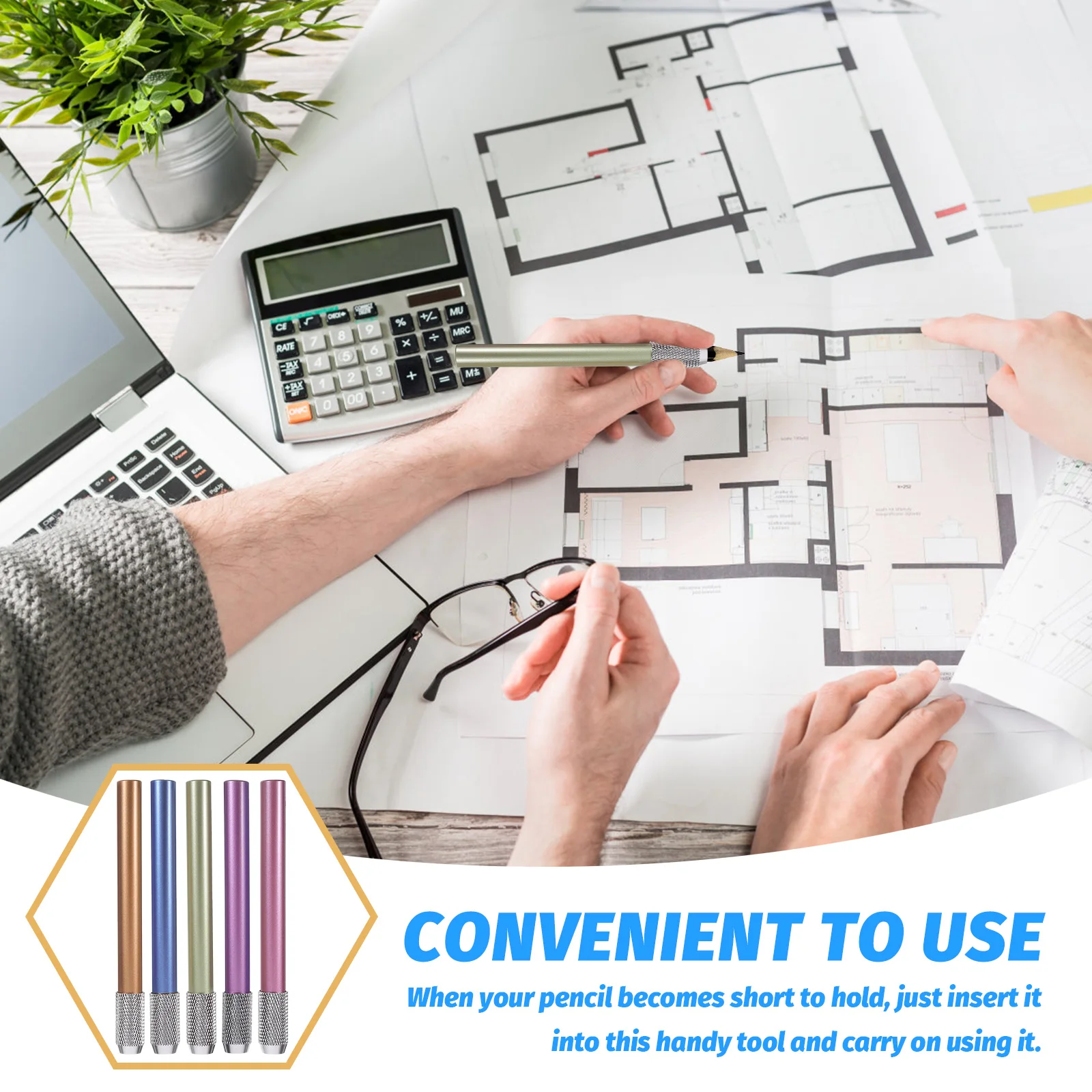 

5 Pcs Pencil Extender Drawing Extenders Pencils Holder Adjustable Metal Accessories