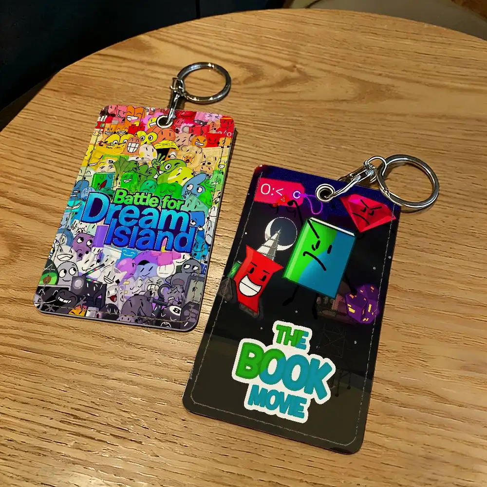 Cartoon B-Battle For D-Dream Island Card Holder for Home Use Bank Credit Card Protective Sleeve Student ID Key Chain Cover