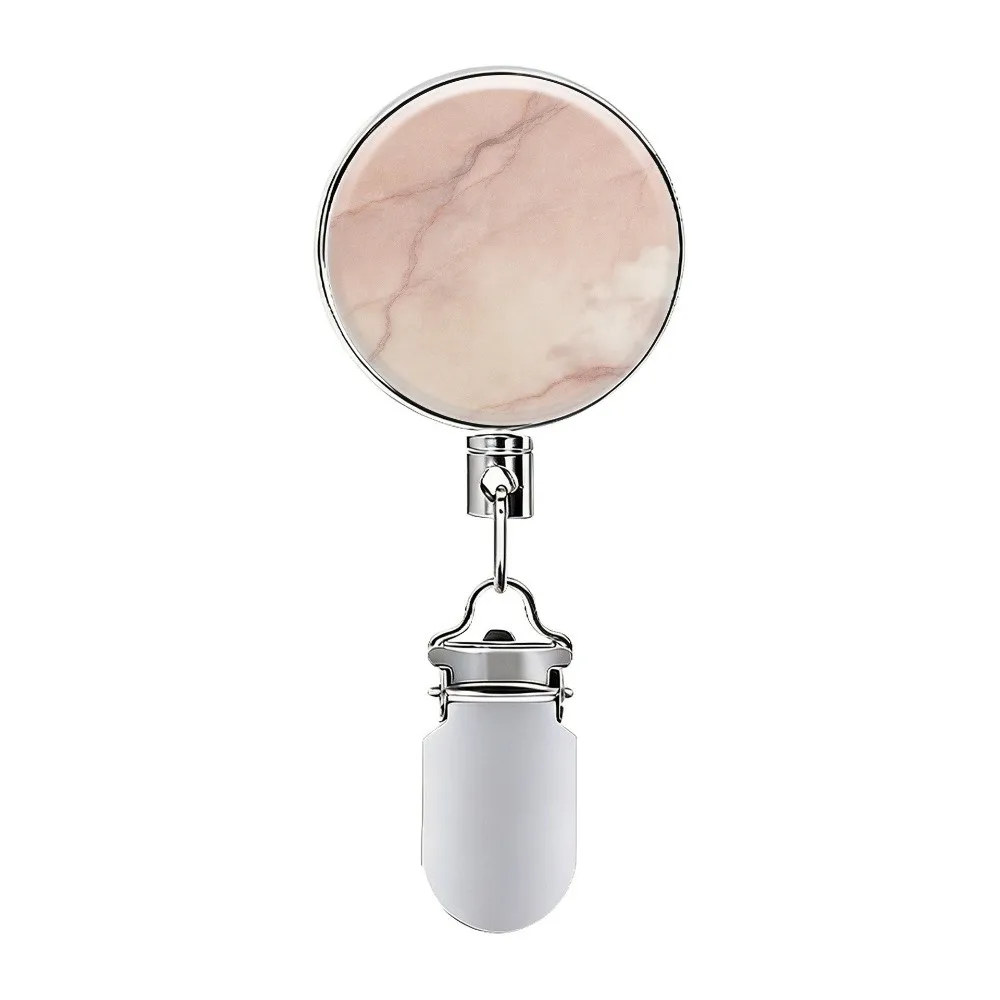 Stainless Steel Retractable Towel Clip Self-Adhesive Punch-Free Metal Hanging Clip Marble-Pattern Retractable Reel Hook Bathroom