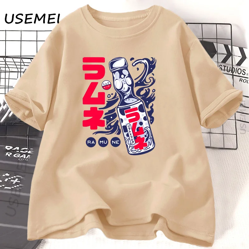 Ramune Japanese Soda Drink T-shirt Man Woman Cotton Round Neck Graphic T Shirts Casual Summer Loose T Shirt Fashion Clothes