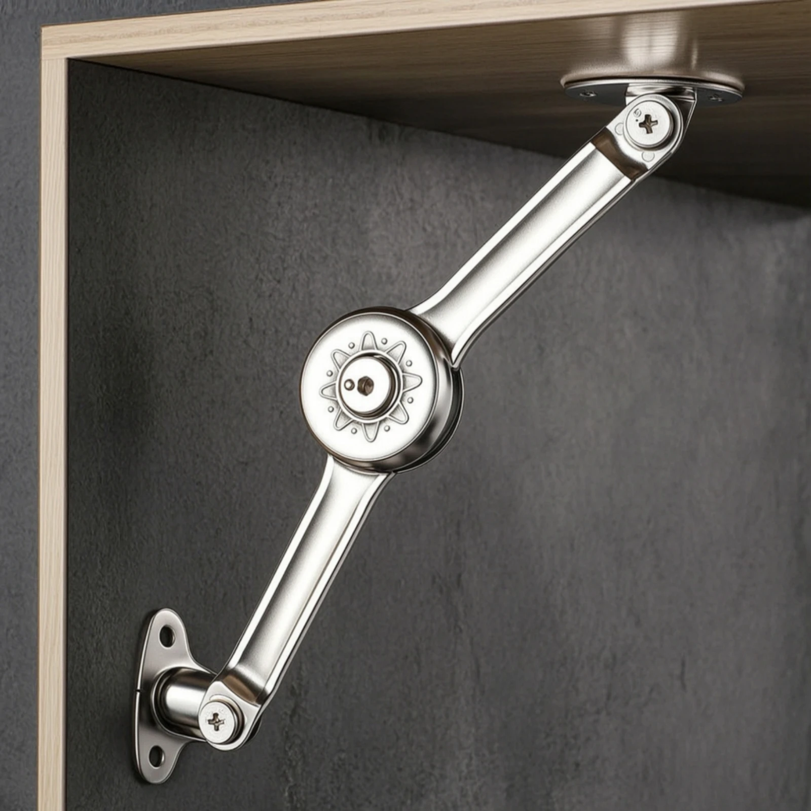 Lift-up Hinge Adjustable Cabinet Door Lift Stay Cabinet Door Support Arm Long-Lasting Flap Stay Silver for DIYers, Cabinets view 5