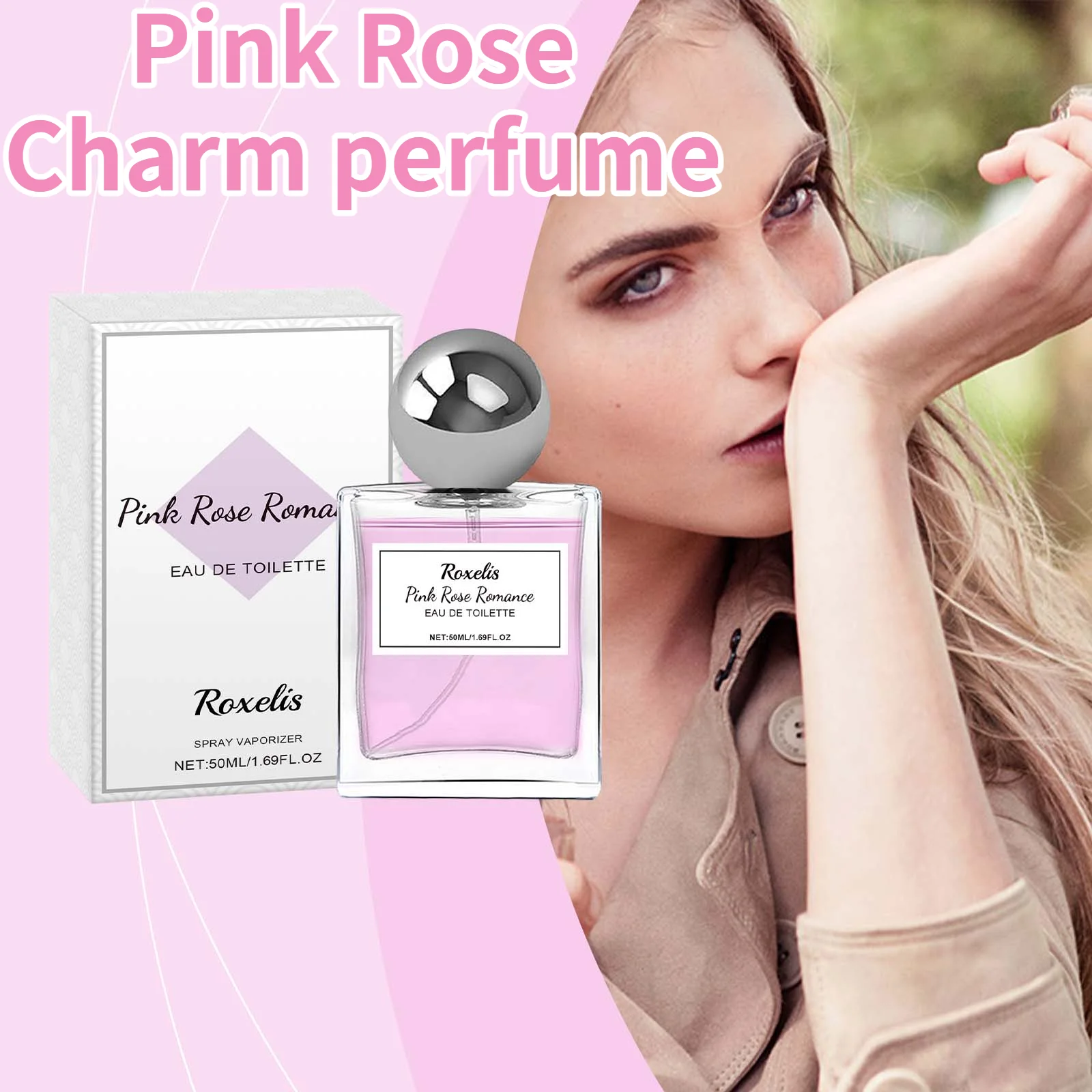 

Pink Rose Charm Perfume Pink Rose Elegant Lingering Fragrance Charming Temperament Charm Perfume Cologne Pheromone Fragrance50ml