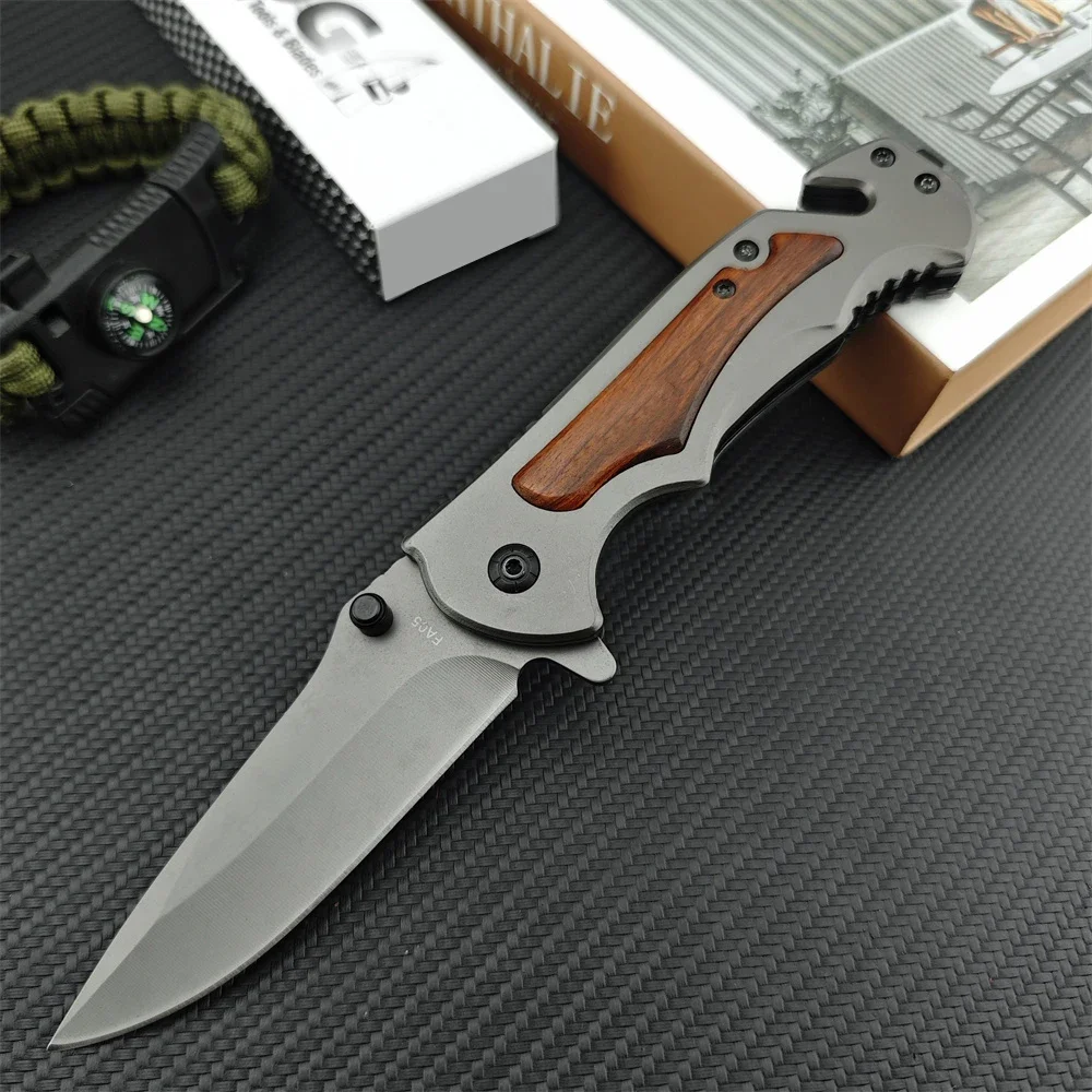 Hunting Camping EDC Tools 5Cr13Mov Blade 420 Steel Inlay Colorful Wood Handle High Hardness Outdoor Pocket Folding Knife