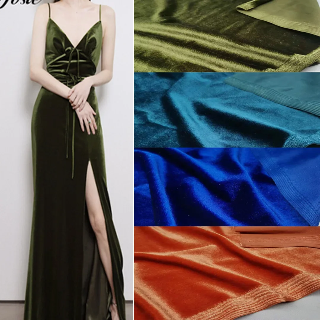 Velvet Fabric Qualified Glossy Cloth Korean Silky Stretchy Dress Clothes Luxury Soft  DIY Craft Accessory