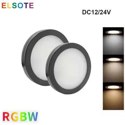 ELSOTE LED 12/24V Mini Lamp For Cabinet Display Case Counter Round Lighting Caravan Camper Spot Lamp Interior Lights RGBW 3W 5W