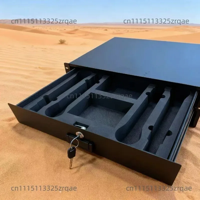 Microphone box 2U drawer, microphone drawer, cabinet drawer, with lock and microphone protection cotton