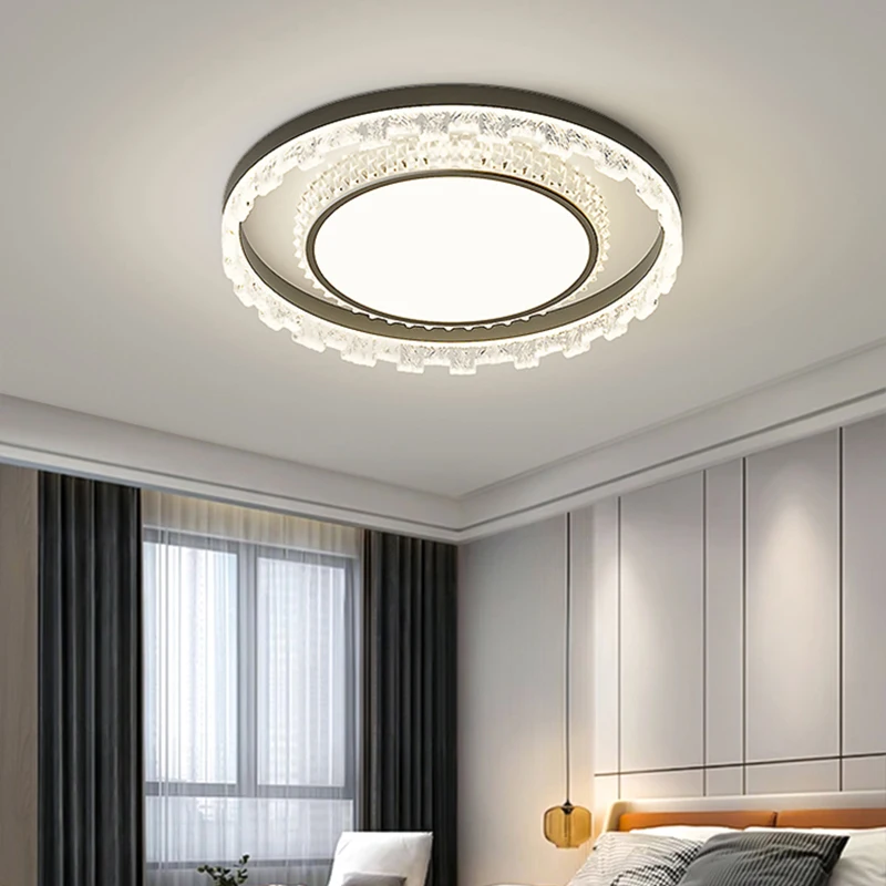 Ice Crack Led Ceiling Lights 2026 New Atmosphere Wrought Iron Acrylic Bedroom Ceiling Lights Modern Home Interior Lighting Lamps