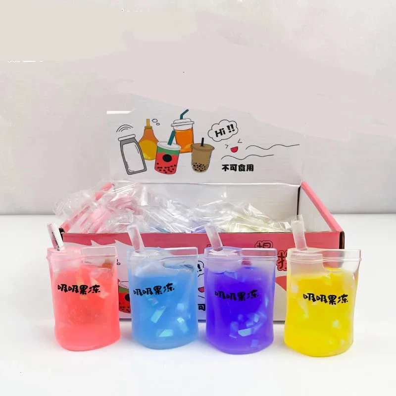 Lato Kawaii Squishy duża filiżanka do mleka i herbaty antyciśnieniowe szczypienie wycisnąć zabawka dla dzieci kubek na owoce sensoryczny Stress Relief piłka wodna prezent