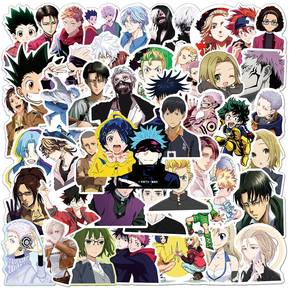 

10/30/50pcs Cool Mixed Japanese Anime Stickers My Hero Academia Jujutsu Kaisen Cartoon Decals Luggage Phone Skateboard Sticker