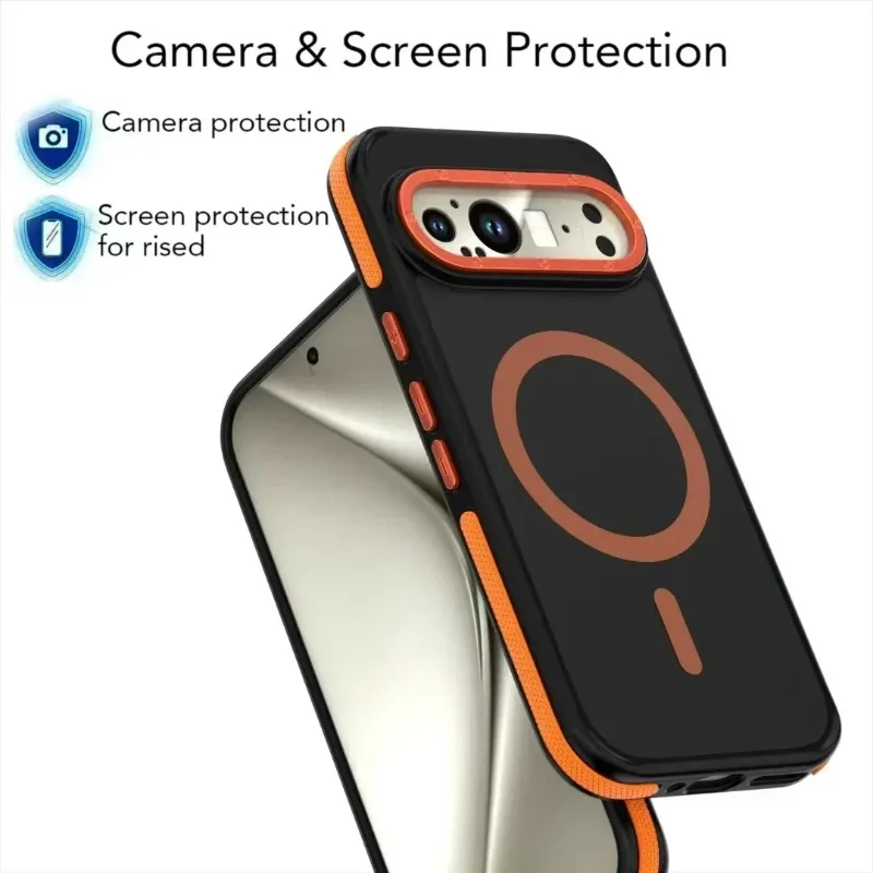 حافظة حماية عالية الوضوح لهاتف Google Pixel 10 9 Pro XL متعددة الألوان بإطار مغناطيسي مقاوم للصدمات