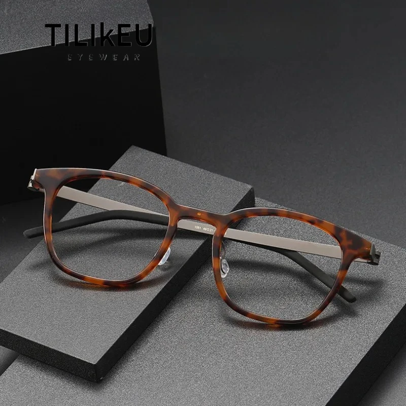 

Новые ультралегкие очки из ацетата и титана, дизайнерская квадратная оправа в ретро-стиле, мужские очки без винтов, очки-спектакль из Дании