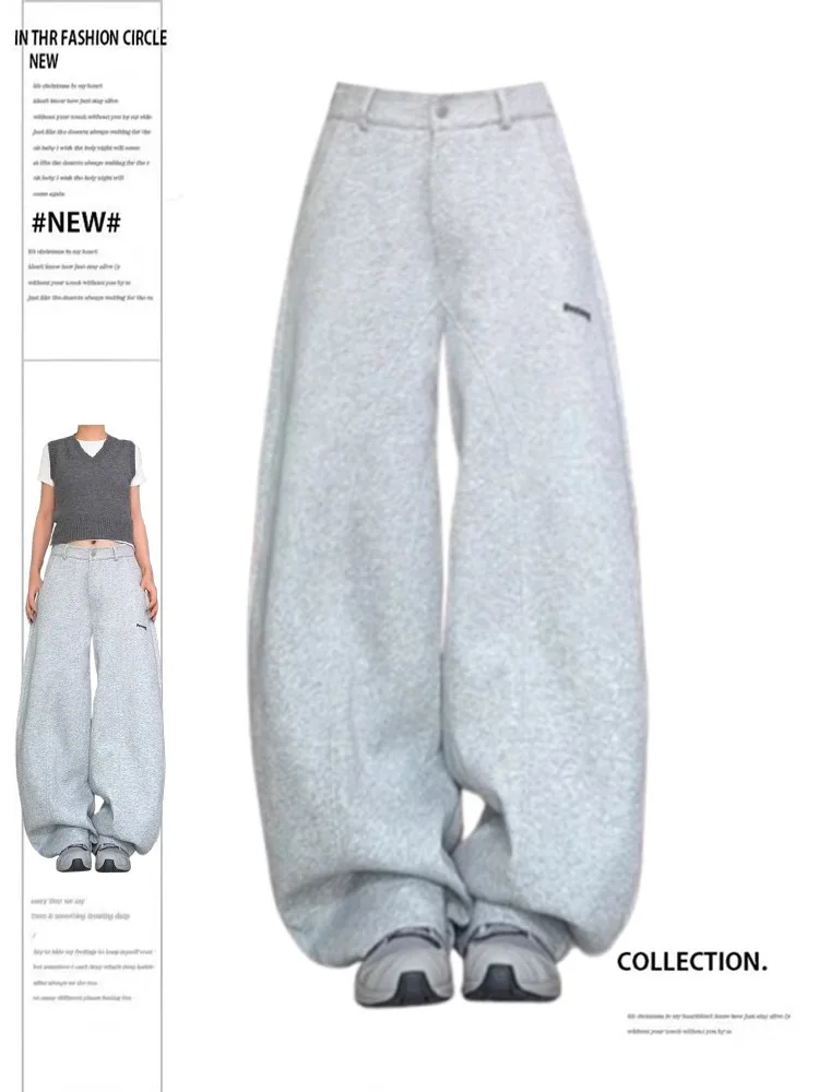 

Американские уличные ретро-спортивные повседневные брюки с вышивкой букв, женские, осень 2024, свободные брюки-карго