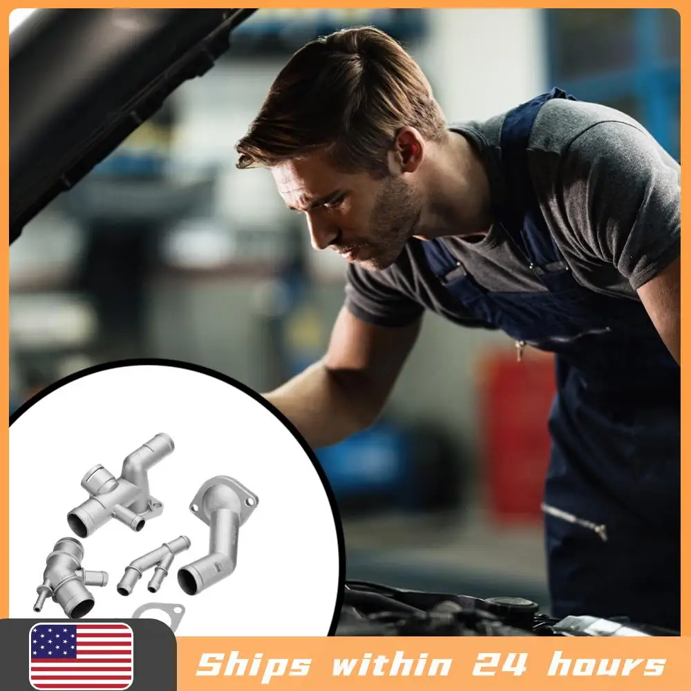 

Комплект из 4 фланцев из литого алюминия для охлаждения двигателя 06A121132A, улучшенный комплект фланцев системы охлаждения для Audi TT, Golf MK4, Jetta 1.8T